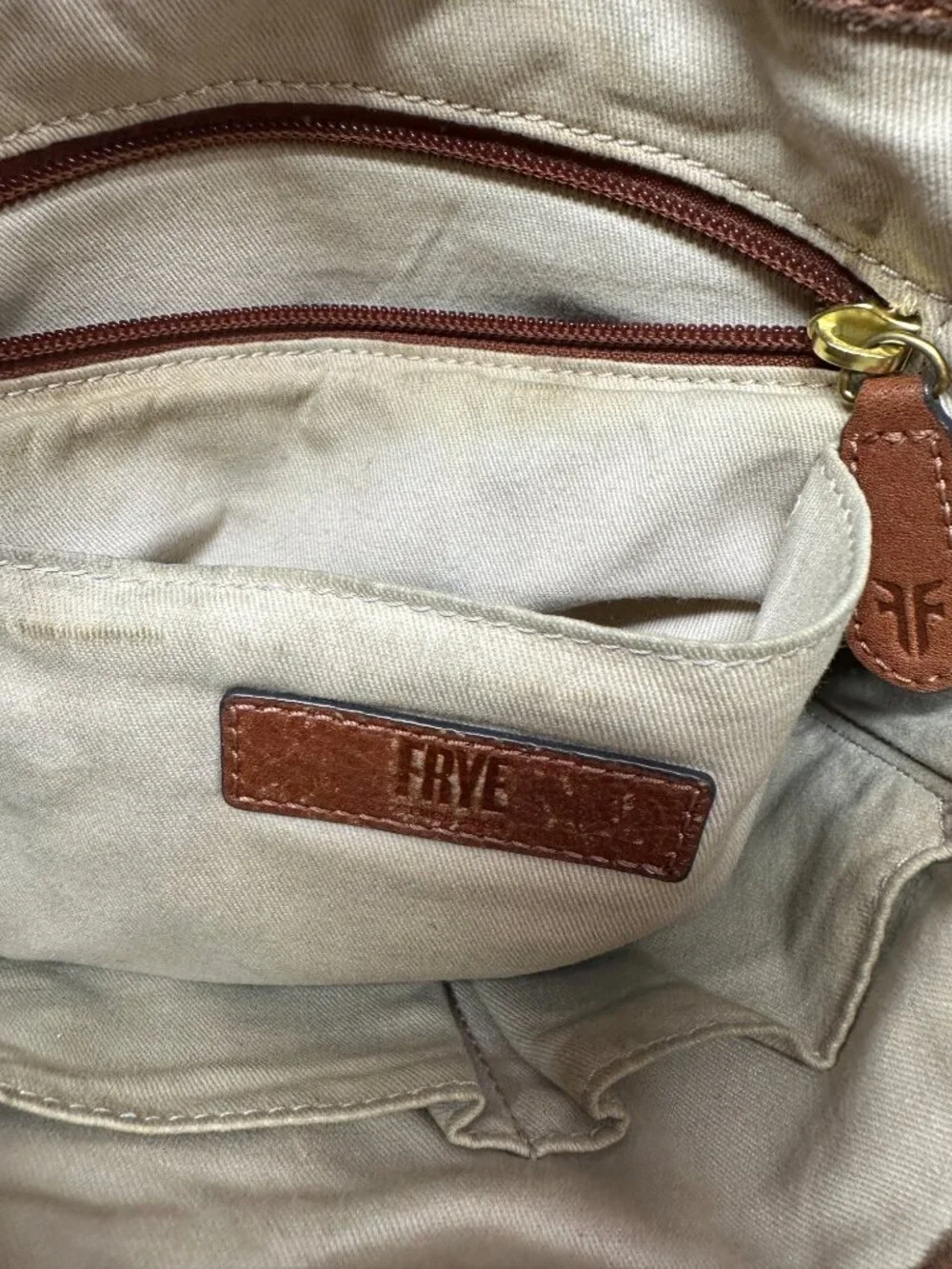 FRYE Leather Hobo Shoulder Bag Cognac Brown Slouchy Purse *Project Repair Bag*